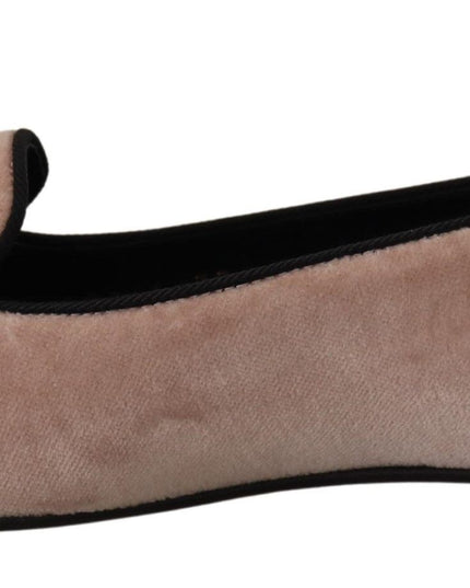 Dolce & Gabbana Pink Velvet Slip Ons Loafers Flats Shoes