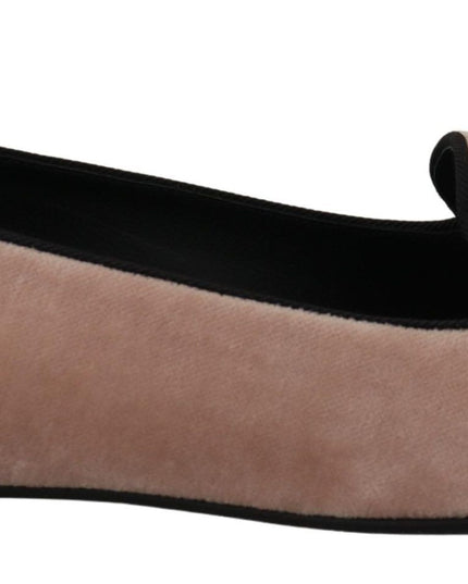 Dolce & Gabbana Pink Velvet Slip Ons Loafers Flats Shoes