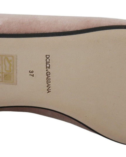 Dolce & Gabbana Pink Velvet Slip Ons Loafers Flats Shoes