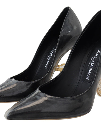 Dolce & Gabbana Black Leather Heels Pumps Plastic Wrapped Shoes