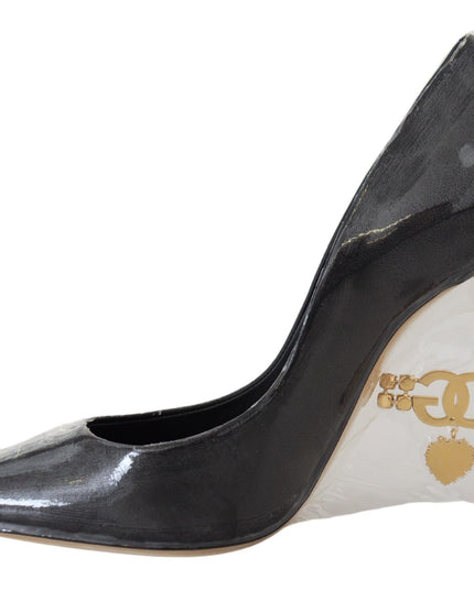 Dolce & Gabbana Black Leather Heels Pumps Plastic Wrapped Shoes