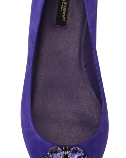 Dolce & Gabbana Purple Suede Crystals Loafers Flats Shoes