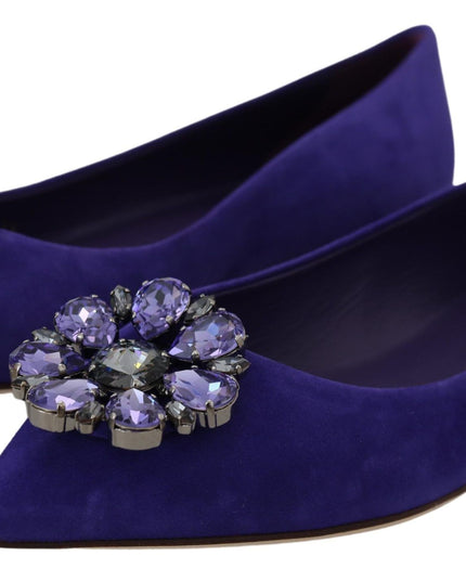 Dolce & Gabbana Purple Suede Crystals Loafers Flats Shoes