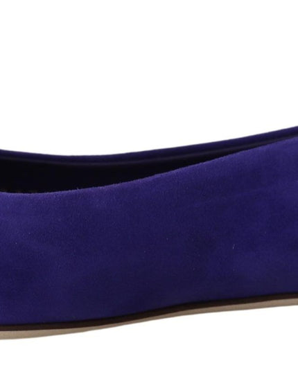 Dolce & Gabbana Purple Suede Crystals Loafers Flats Shoes