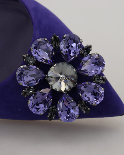 Dolce & Gabbana Purple Suede Crystals Loafers Flats Shoes