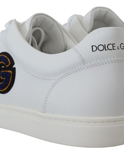 Dolce & Gabbana White Leather DG Logo Casual Sneakers Shoes