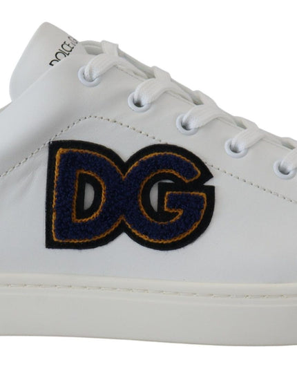 Dolce & Gabbana White Leather DG Logo Casual Sneakers Shoes