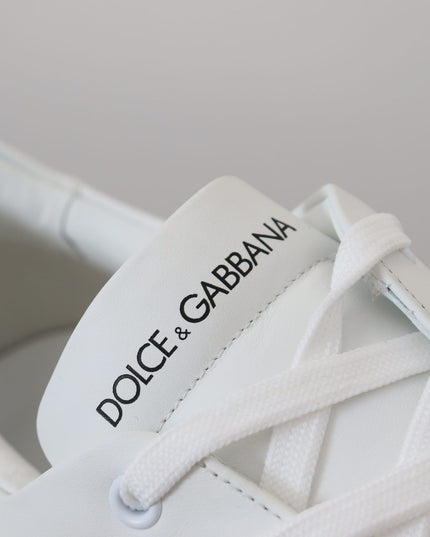 Dolce & Gabbana White Leather DG Logo Casual Sneakers Shoes