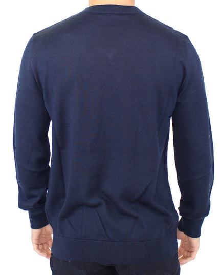 Ermanno Scervino Blue Wool Blend V-neck Pullover Sweater