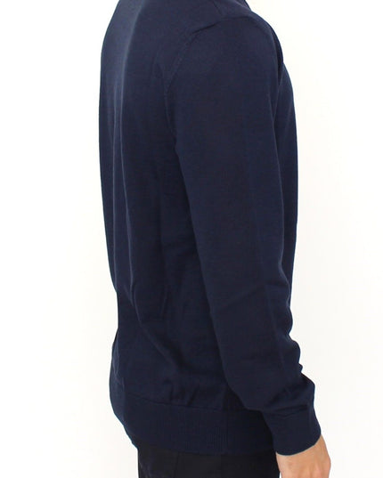 Ermanno Scervino Blue Wool Blend V-neck Pullover Sweater