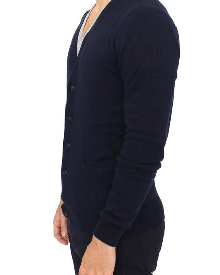 Ermanno Scervino Blue Wool Cashmere Cardigan Pullover Sweater