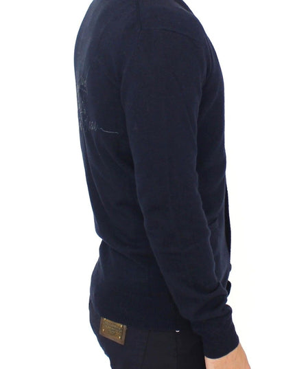 Ermanno Scervino Blue Wool Cashmere Cardigan Pullover Sweater