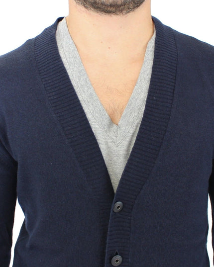 Ermanno Scervino Blue Wool Cashmere Cardigan Pullover Sweater