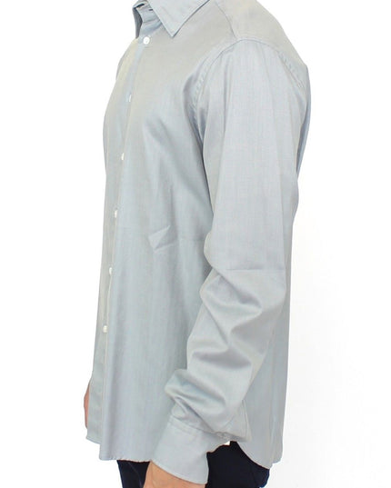 Ermanno Scervino Gray Cotton Long Sleeve Casual Shirt Top
