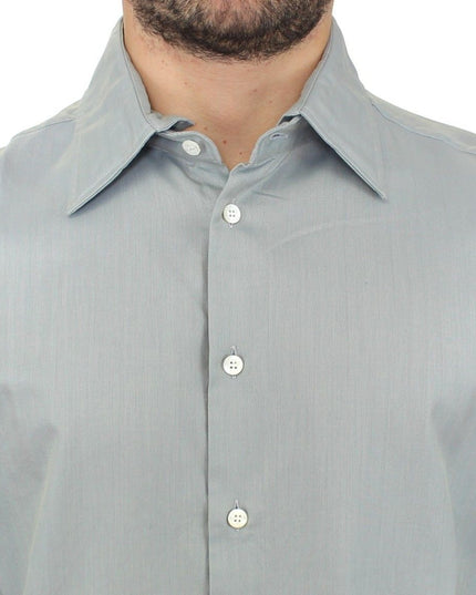 Ermanno Scervino Gray Cotton Long Sleeve Casual Shirt Top