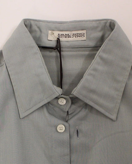 Ermanno Scervino Gray Cotton Long Sleeve Casual Shirt Top