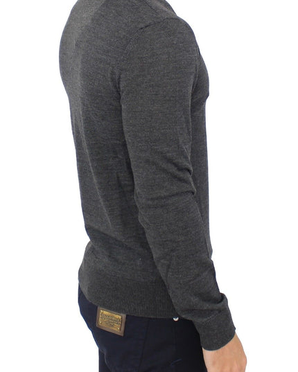 Ermanno Scervino Gray Wool Blend V-neck Pullover Sweater
