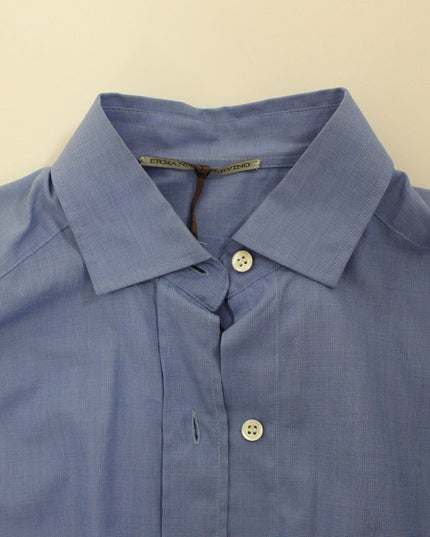 Ermanno Scervino Blue Cotton Dress Classic Fit Shirt