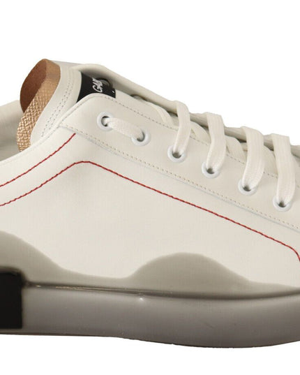 Dolce & Gabbana White Gold Leather Low Top Sneakers Casual Shoes