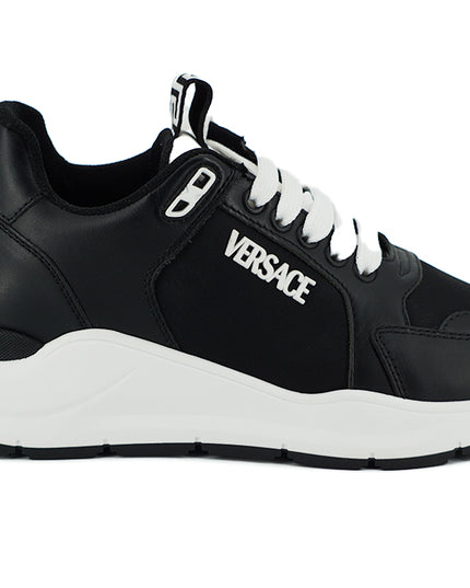 Versace Elegant Monochrome Leather Sneakers