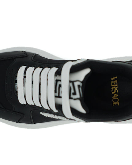 Versace Elegant Monochrome Leather Sneakers