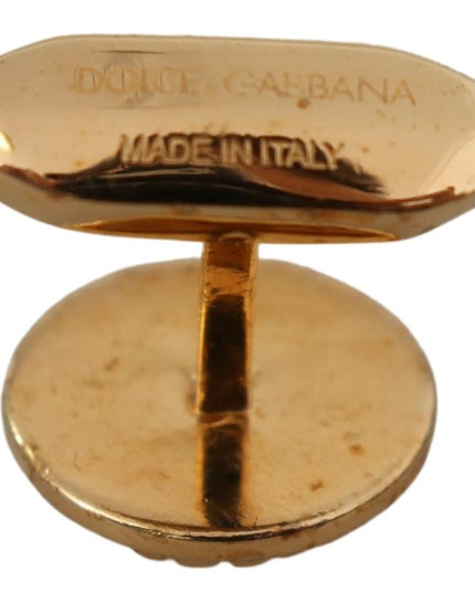 Dolce & Gabbana Gold Plated Brass Round Pin Men Cufflinks
