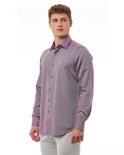 Bagutta Burgundy Cotton Men Shirt