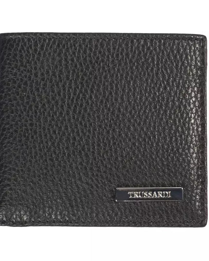 Trussardi Black Leather Men Wallet
