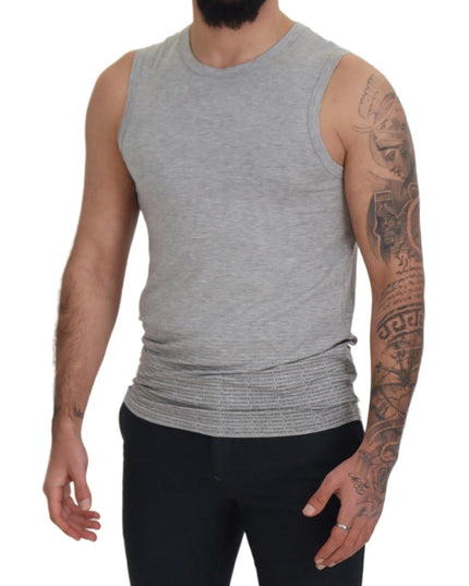 Ermanno Scervino Grey Sleeveless Men Pullover T-shirt