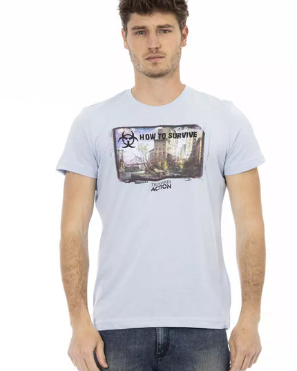 Trussardi Action Light Blue Cotton Men T-Shirt