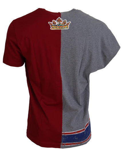 Dolce & Gabbana Red Gray Two Model DG Angel Crewneck  T-shirt