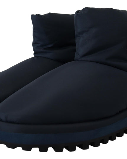 Dolce & Gabbana Blue Nylon Boots Padded Mid Calf Shoes