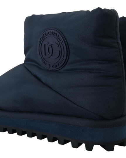 Dolce & Gabbana Blue Nylon Boots Padded Mid Calf Shoes