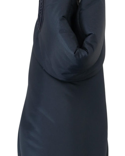 Dolce & Gabbana Blue Nylon Boots Padded Mid Calf Shoes