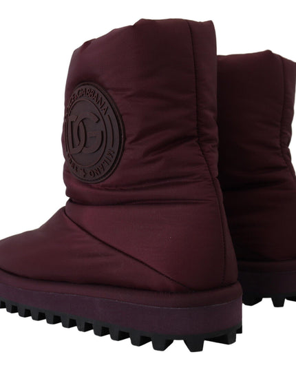 Dolce & Gabbana Bordeaux Nylon Boots Padded Mid Shoes