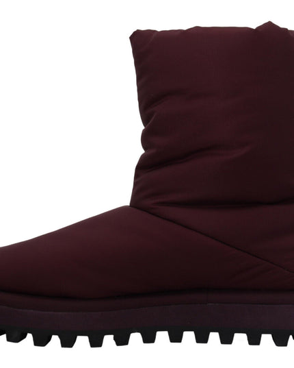 Dolce & Gabbana Bordeaux Nylon Boots Padded Mid Shoes