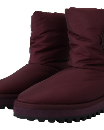 Dolce & Gabbana Bordeaux Nylon Boots Padded Mid Shoes