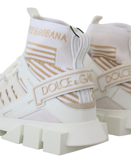 Dolce & Gabbana White Beige Sorrento Sneakers Shoes
