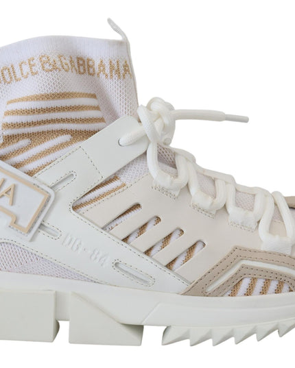 Dolce & Gabbana White Beige Sorrento Sneakers Shoes