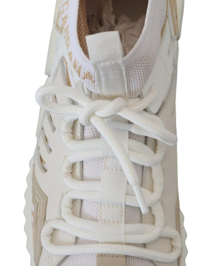 Dolce & Gabbana White Beige Sorrento Sneakers Shoes