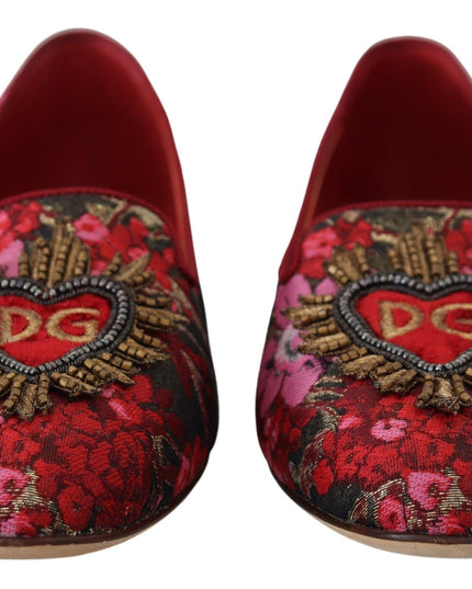 Dolce & Gabbana Multicolor Jacquard Sacred Heart Patch Slip On Shoes