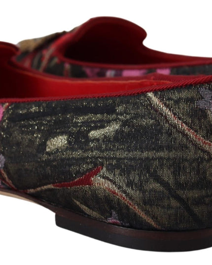 Dolce & Gabbana Multicolor Jacquard Sacred Heart Patch Slip On Shoes