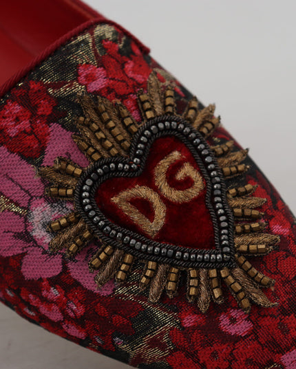 Dolce & Gabbana Multicolor Jacquard Sacred Heart Patch Slip On Shoes