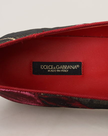 Dolce & Gabbana Multicolor Jacquard Sacred Heart Patch Slip On Shoes