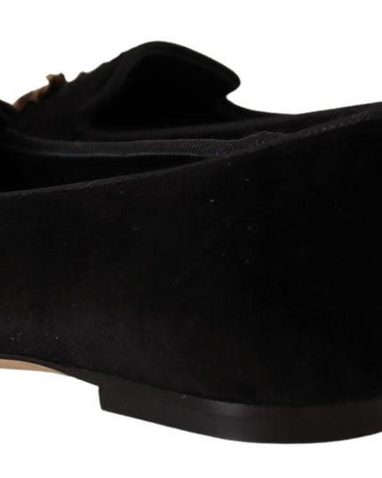 Dolce & Gabbana Black DG Sacred Heart Patch Slip On Flat Shoes