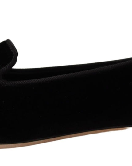 Dolce & Gabbana Black DG Sacred Heart Patch Slip On Flat Shoes