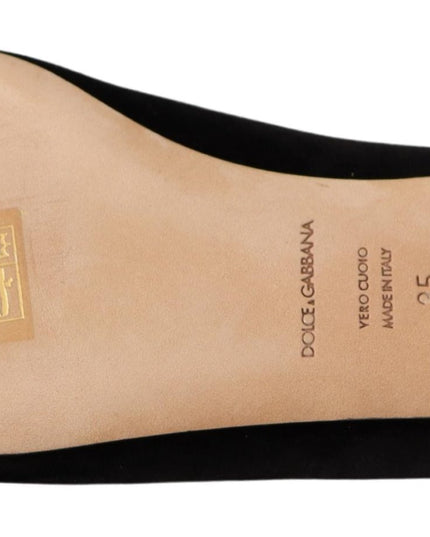 Dolce & Gabbana Black DG Sacred Heart Patch Slip On Flat Shoes