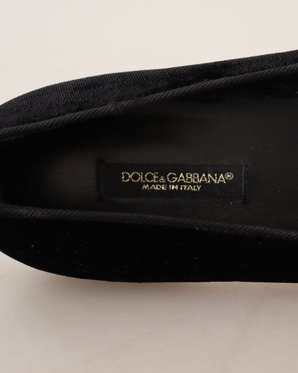 Dolce & Gabbana Black DG Sacred Heart Patch Slip On Flat Shoes