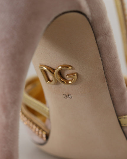 Dolce & Gabbana Pink Crystal T-strap Heels Pumps Shoes