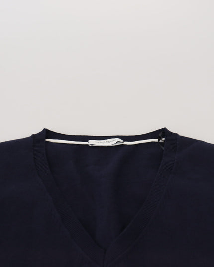 Paolo Pecora Milano Black Cotton V-neck Sleeveless Tank T-shirt